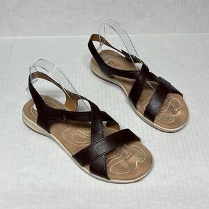B.Ø.C. Brown faux leather Strappy Comfort Sandals Slingback Walking Shoe - 8